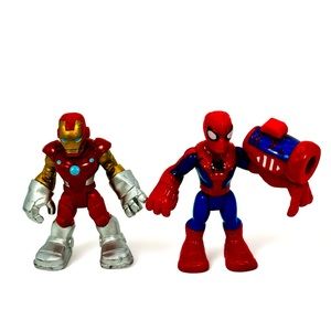 Playskool Marvel Hero Iron Man And Spider-Man Figures Lot No Web 2010 2014
